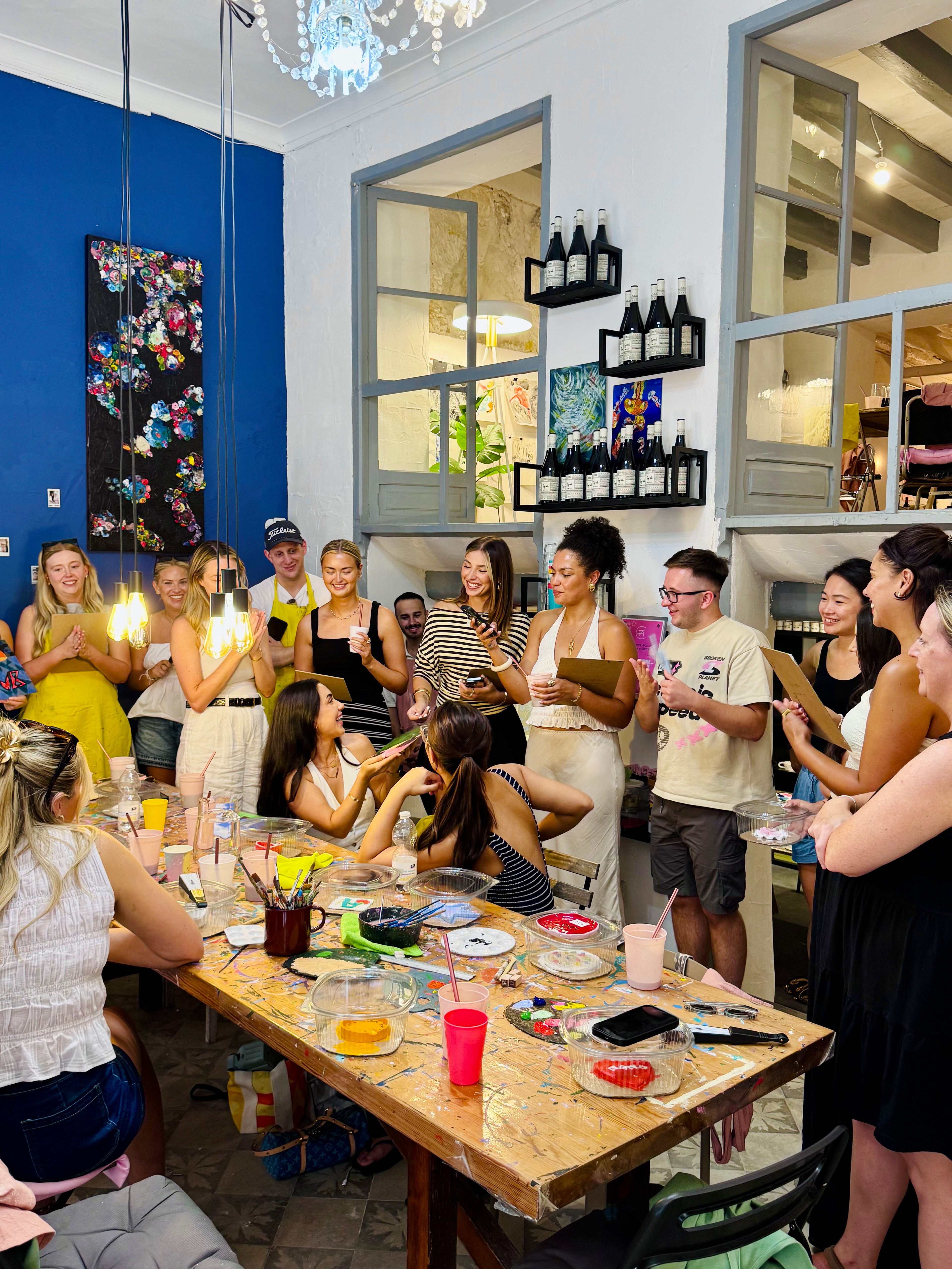 Group birthday celebration with creative art workshop at Fun Art Club Palma